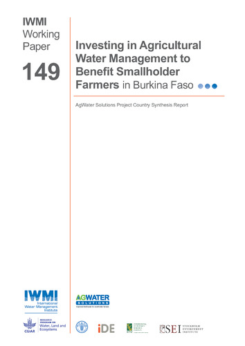 Investing in agricultural water management to benefit smallholder farmers in Burkina Faso. AgWater Solutions Project country synthesis report