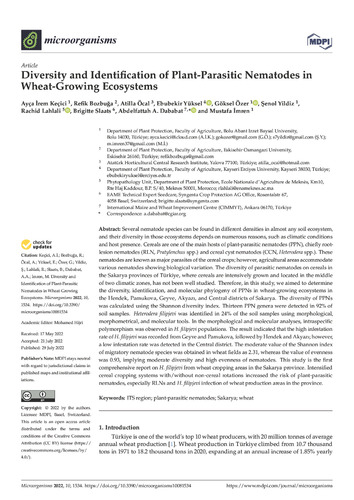 Diversity and identification of plant-parasitic nematodes in wheat-growing ecosystems
