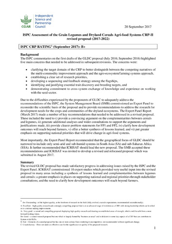 ISPC Assessment of the Grain Legumes and Dryland Cereals Agri-food Systems