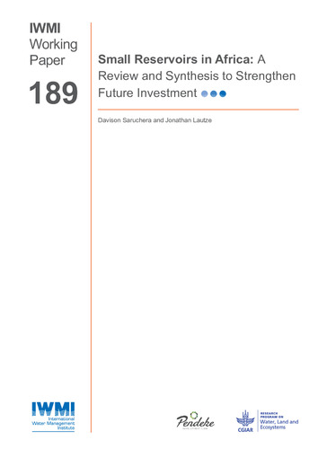 Small reservoirs in Africa: a review and synthesis to strengthen future investment