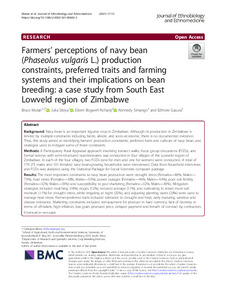 Farmers’ perceptions of navy bean (Phaseolus vulgaris L.) production constraints, preferred traits and farming systems and their implications on bean breeding: a case study from South East Lowveld region of Zimbabwe