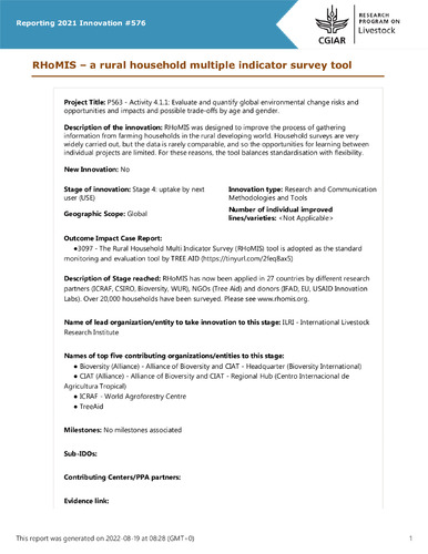 RHoMIS – a rural household multiple indicator survey tool