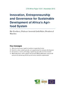 Innovation, Entrepreneurship and Governance for Sustainable Development of Africa’s Agri-food System