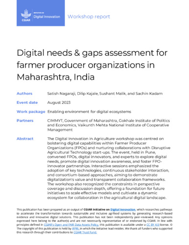 Digital needs & gaps assessment for farmer producer organizations in Maharashtra, India