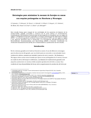 Estrategias para minimizar la escasez de forrajes en zonas con sequías prolongadas: Honduras y Nicaragua