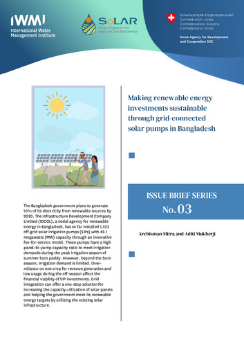 Making renewable energy investments sustainable through grid-connected solar pumps in Bangladesh