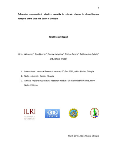 Enhancing communities’ adaptive capacity to climate change in drought-prone hotspots of the Blue Nile Basin in Ethiopia