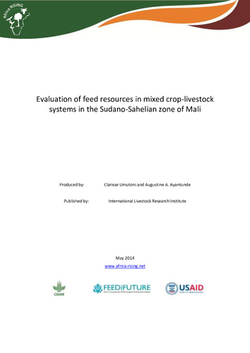 Evaluation of feed resources in mixed crop-livestock systems in the Sudano-Sahelian zone of Mali