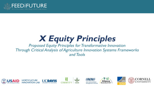Proposed equity principles for transformative innovation, Through a critical analysis of agricultural innovation systems frameworks and tools