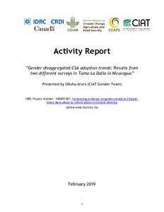 Activity Report: “Gender disaggregated CSA adoption trends: Results from two different surveys in Tuma-La Dalia in Nicaragua”