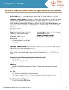 Guidance note for gender-inclusive agro-advisories in Vietnam