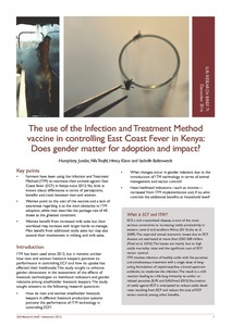 The use of the Infection and Treatment Method vaccine in controlling East Coast Fever in Kenya: Does gender matter for adoption and impact?