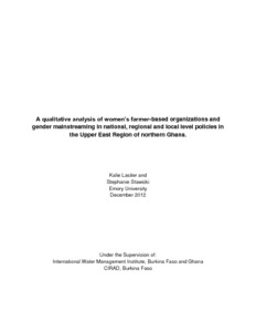 A qualitative analysis of women’s farmer-based organizations and gender mainstreaming in national, regional and local level policies in the upper east region of northern Ghana