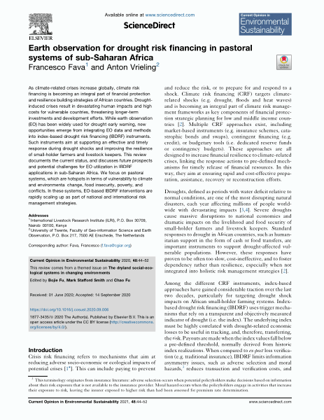 Earth observation for drought risk financing in pastoral systems of sub-Saharan Africa