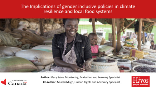 The implications of gender inclusive policies in climate resilience and local food systems