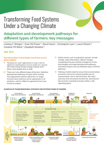 Adaptation and development pathways for different types of farmers: key messages