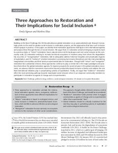 Three approaches to restoration and their implications for social inclusion