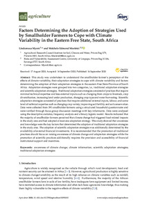 Factors determining the adoption of strategies used by smallholder farmers to cope with climate variability in the eastern Free State, South Africa