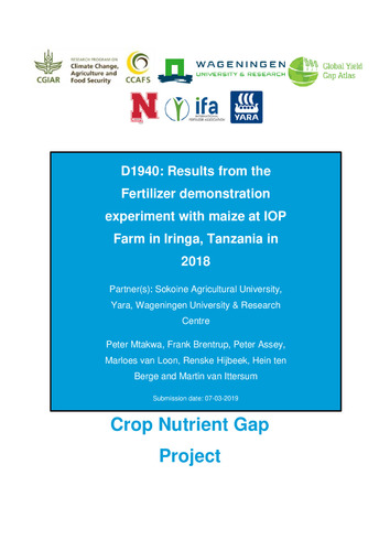 D1940: Results from the Fertilizer demonstration experiment with maize at IOP Farm in Iringa, Tanzania in 2018