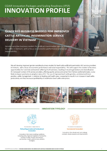 Gendered business models for improved cattle artificial insemination service delivery in Vietnam: IPSR Innovation Profile