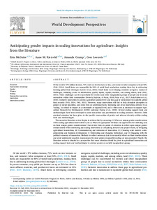 Anticipating gender impacts in scaling innovations for agriculture: Insights from the literature