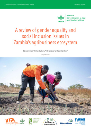 A review of gender equality and social inclusion issues in Zambia’s agribusiness ecosystem