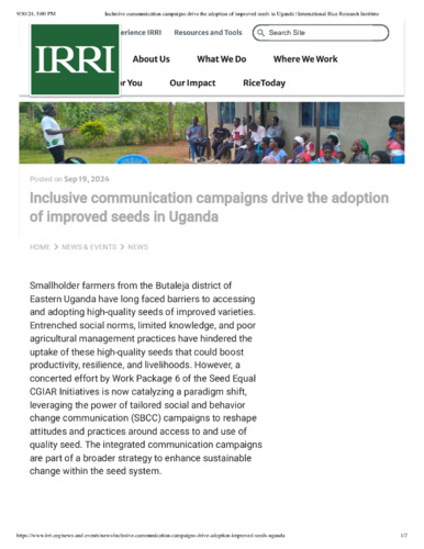 Inclusive communication campaigns drive the adoption of improved seeds in Uganda