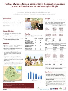 The level of women farmers’ participation in the agricultural research process and implications for food security in Ethiopia