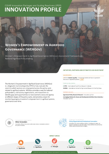 Women’s Empowerment in Agrifood Governance (WEAGov)