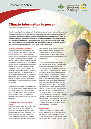 Climate information is power: improved planning for greater food security