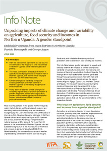 Unpacking impacts of climate change and variability on agriculture, food security and incomes in Northern Uganda: A gender standpoint. Stakeholder opinions from seven districts in Northern Uganda