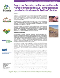 Hoja divulgativa 4: Pagos por servicios de conservación de la agrobiodiversidad (PACS) e implicaciones para las instituciones de acción colectiva