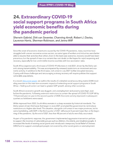 Extraordinary COVID-19 social support programs in South Africa yield economic benefits during the pandemic period