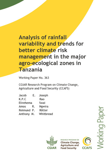 Analysis of rainfall variability and trends for better climate risk management in the major agro-ecological zones in Tanzania