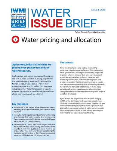 Water pricing and allocation