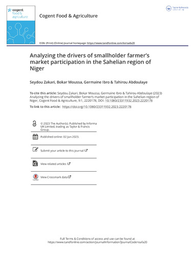 Analyzing the drivers of smallholder farmer’s market participation in the Sahelian region of Niger