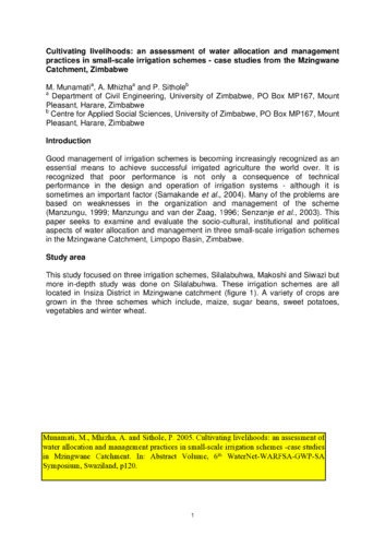 Cultivating livelihoods: An assessment of water allocation and management practices in small-scale irrigation schemes: Case studies in Mzingwane Catchment