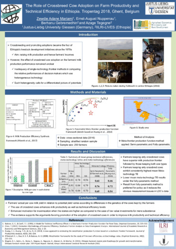 The role of crossbreed cow adoption on farm productivity and technical efficiency in Ethiopia