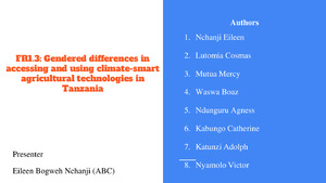 FR1.3: Gendered differences in accessing and using climate-smart agricultural technologies in Tanzania