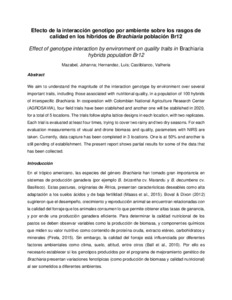 Efecto de la interacción genotipo por ambiente sobre los rasgos de calidad en los híbridos de Brachiaria población Br12