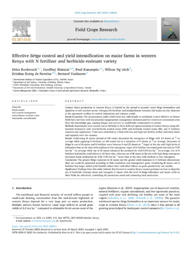 Effective Striga control and yield intensification on maize farms in western Kenya with N fertilizer and herbicide-resistant variety