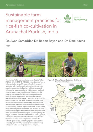 Sustainable farm management practices for rice-fish co-cultivation in Arunachal Pradesh, India