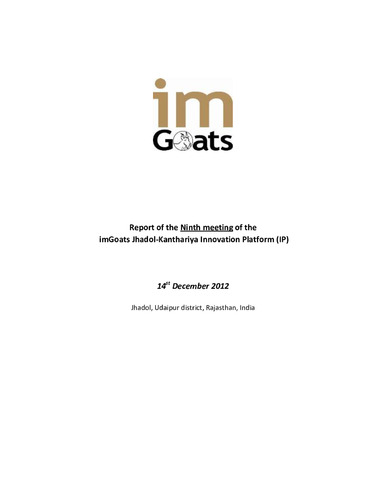 Report of the ninth meeting of the imGoats Jhadol-Kanthariya innovation platform, 14 December 2012