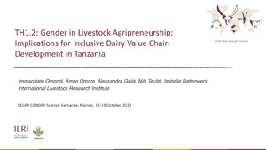 TH1.2: Gender in Livestock Agripreneurship: Implications for Inclusive Dairy Value Chain Development in Tanzania