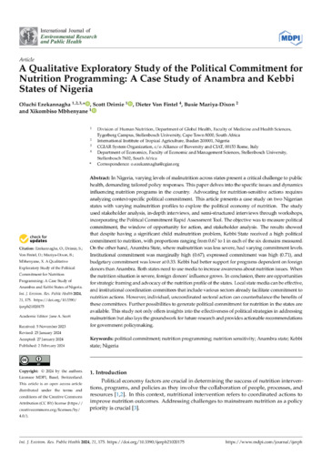 A Qualitative Exploratory Study of the Political Commitment for Nutrition Programming: A Case Study of Anambra and Kebbi States of Nigeria