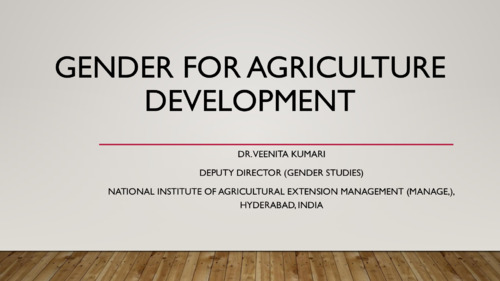Gender for Agriculture Development