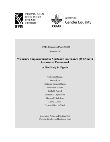 Women’s Empowerment in Agrifood Governance (WEAGov) assessment framework: A pilot study in Nigeria