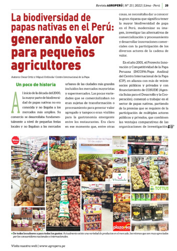 La biodiversidad de papas nativas en el Perú: generando valor para pequeños agricultores