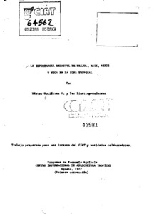 La importancia relativa de fríjol, maíz, arroz y yuca en la zona tropical