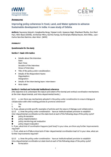 Improving policy coherence in food, land, and water systems to advance sustainable development in India: a case study of Odisha